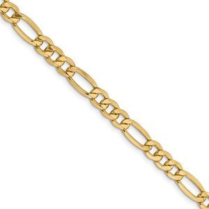 Men's 6.25mm, 14k Yellow Gold, Hollow Figaro Chain Necklace, 26 Inch